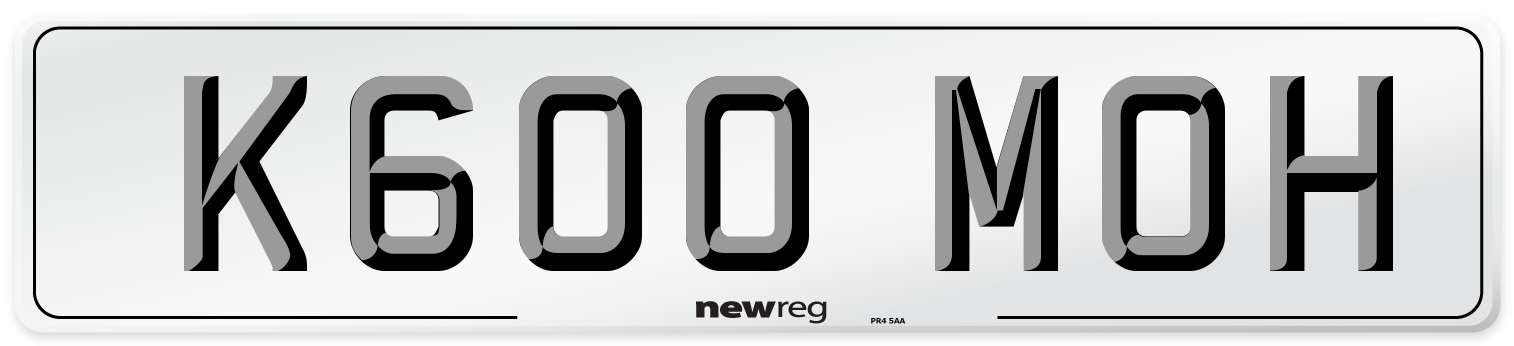 K600 MOH Number Plate from New Reg